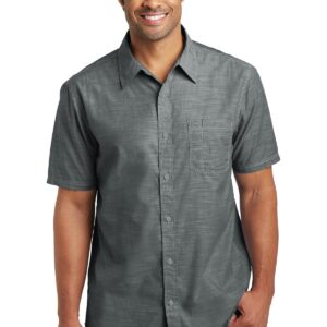 DISCONTINUED  District Made ®  Mens Short Sleeve Washed Woven Shirt. DM3810