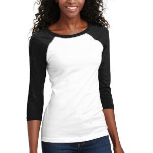 DISCONTINUED  District ®  - Juniors 50/50 3/4-Sleeve Raglan Tee. DT228