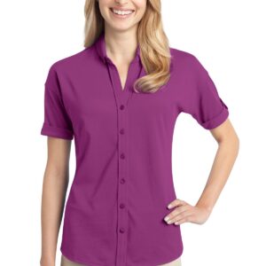 DISCONTINUED  Port Authority ®  Ladies Stretch Pique Button-Front Shirt. L556