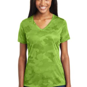 DISCONTINUED  Sport-Tek ®  Ladies CamoHex V-Neck Tee. LST370