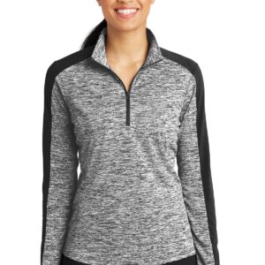 Sport-Tek ®  Women's PosiCharge ®  Electric Heather Colorblock 1/4-Zip Pullover. LST397