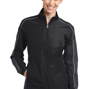 DISCONTINUED  Sport-Tek ®  Ladies Piped Colorblock Wind Jacket. LST61