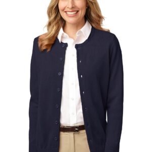 DISCONTINUED  Port Authority ®  Ladies Value Jewel-Neck Cardigan Sweater. LSW304