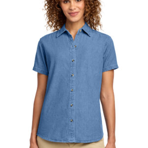 Port & Co   Women's Short Sleeve Value Denim Shirt.  LSP11
