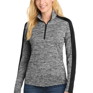 Sport-Tek ®  Women's PosiCharge ®  Electric Heather Colorblock 1/4-Zip Pullover. LST397