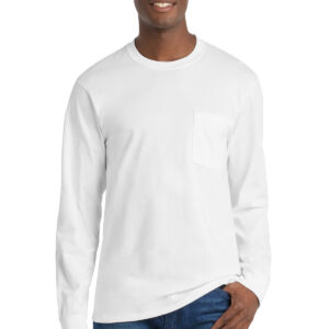 Port & Co   Tall Long Sleeve Essential Pocket Tee. PC61LSPT
