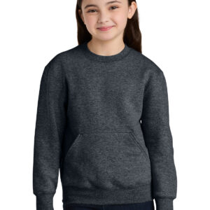 Port & Co   Youth Core Fleece Crewneck Pocket Sweatshirt PC78YPKT