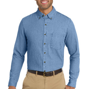 Port & Co   Long Sleeve Value Denim Shirt. SP10