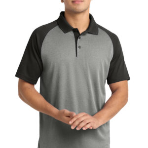Sport-Tek  ®  PosiCharge  ®  RacerMesh  ®  Raglan Heather Block Polo. ST641